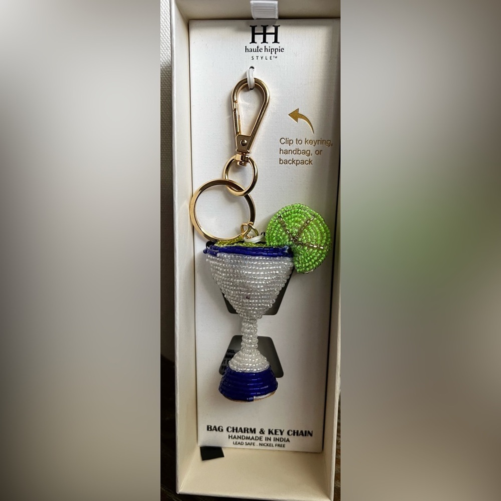 Haute Hippie NIB Margarita Beaded Bag Charm & Key Chain